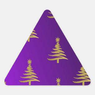 Sticker Triangulaire Sapins de Noël Or sur Violet
