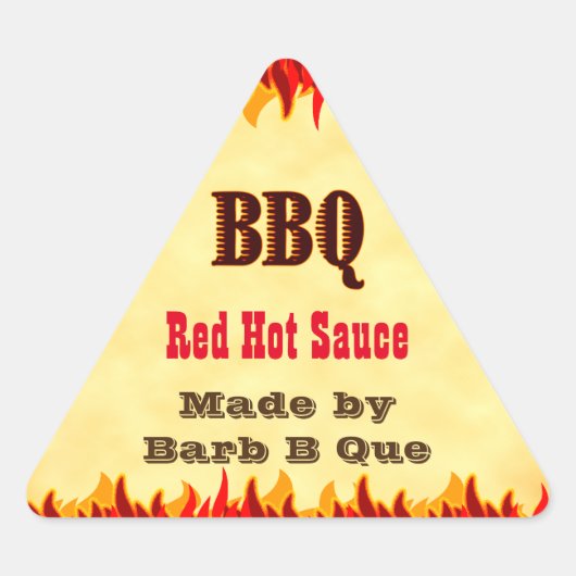 Sticker Triangulaire Sauce chaude BBQ personnalisée Red Flames (Devant)