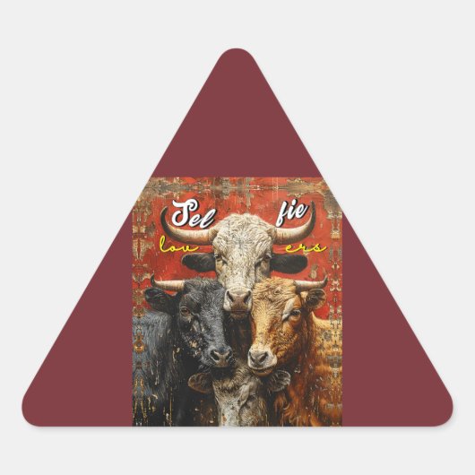 Sticker Triangulaire Selfie Lovers Vaches (Devant)