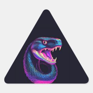 Sticker Triangulaire Serpent de Cobra dans le style esthétique Vaporwav