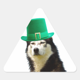 Sticker Triangulaire Sibérien Husky Chien Saint Patrick jour
