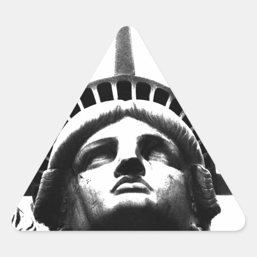 Sticker Triangulaire Statue noire et blanche de la Liberté (Devant)