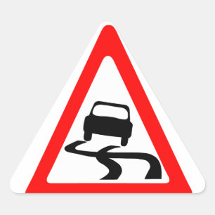 Sticker Triangulaire Symbole d'avertissement de route glissante