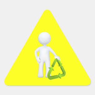 Sticker Triangulaire Symbole de recyclage vert et homme