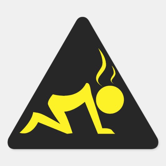 Sticker Triangulaire Symbole de stress (jaune sur noir) (Devant)