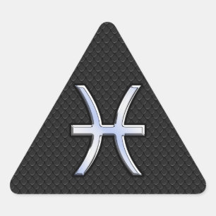 Sticker Triangulaire Symbole de zodiaque de Poissons sur le décor noir