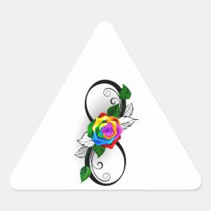 Sticker Triangulaire Symbole d'infini avec Rose arc-en-ciel