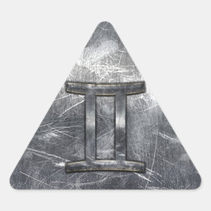Sticker Triangulaire Symbole Gemini Zodiac en Grunge style dévêtu