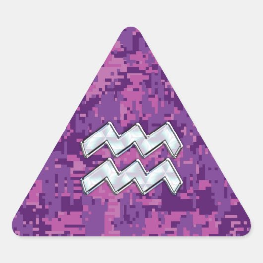 Sticker Triangulaire Symbole Zodiaque Aquarius sur le camouflage numéri (Devant)