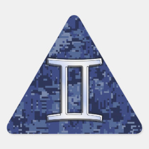 Sticker Triangulaire SYMBOLE Zodiaque Gemini Camouflage numérique bleu