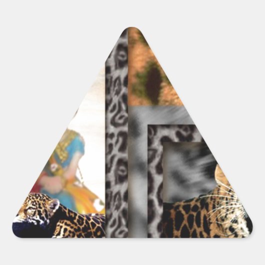 Sticker Triangulaire Tigre & Couple Impression d'art (Devant)