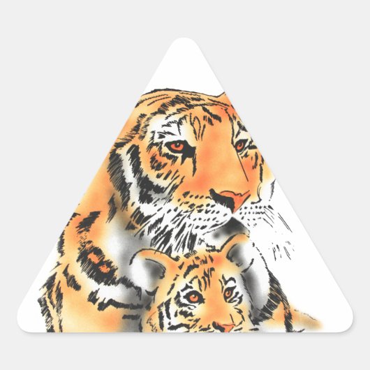 Sticker Triangulaire Tigress and Cub (Devant)