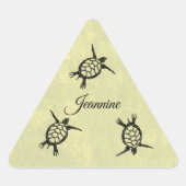 Sticker Triangulaire Tortues de mer DIY sur jaune (Devant)