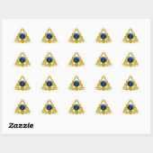 STICKER TRIANGULAIRE TRIANGLE CELTIQUE OR AVEC SAPHIRE BLEU (Feuille)