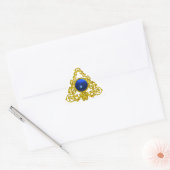 STICKER TRIANGULAIRE TRIANGLE CELTIQUE OR AVEC SAPHIRE BLEU (Enveloppe)