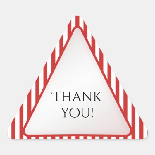 Sticker Triangulaire Triangle géométrique en bande rouge/blanche Merci (Devant)