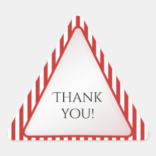 Sticker Triangulaire Triangle géométrique en bande rouge/blanche Merci