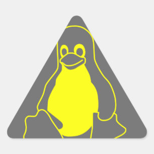 Sticker Triangulaire Tux jaune sur gris
