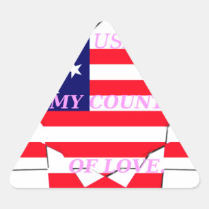 Sticker Triangulaire USA Star Spangled Amour Mon Pays de l'Amour