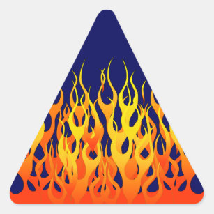 Sticker Triangulaire Vibrant Racing Flames on Navy Blue