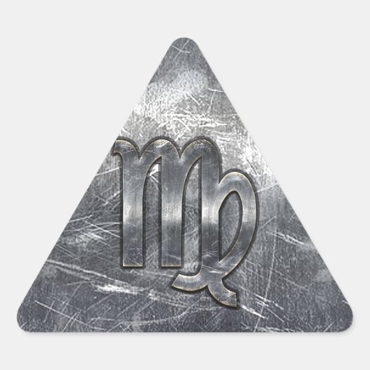 Sticker Triangulaire Virgo Zodiac Sign dans Grunge Distressed Style Dec (Devant)