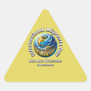 Sticker Triangulaire Vous Êtes Bienvenus. Journée internationale des mi