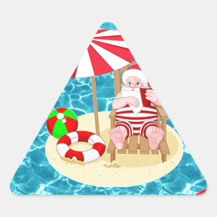 Sticker Triangulaire xmas beach santa claus