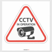 Sticker Triangular CCTV In Operation Warning Sign (Feuille)