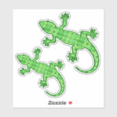 Sticker Tribal Batik Gecko, Lime et Emerald Green (Feuille)