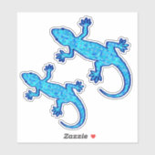 Sticker Tribal Batik Gecko, Nuances de bleu Denim (Feuille)