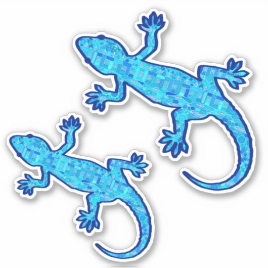Sticker Tribal Batik Gecko, Nuances de bleu Denim (Devant)