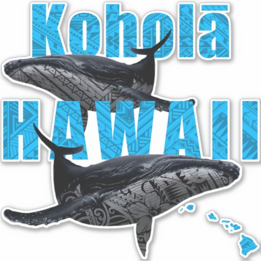 STICKER TRIBAL POLYNÉSIEN D'HAWAII HOUMPBACKS ÎLES HAWAII (Devant)