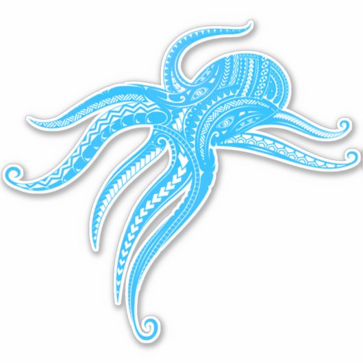 Sticker TRIBAL POLYNÉSIEN OCTOPUS LtBlue (Devant)