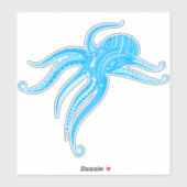 Sticker TRIBAL POLYNÉSIEN OCTOPUS LtBlue (Feuille)