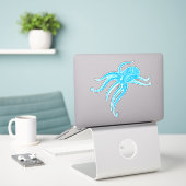 Sticker TRIBAL POLYNÉSIEN OCTOPUS LtBlue (Ordinateur portable sur le bureau)