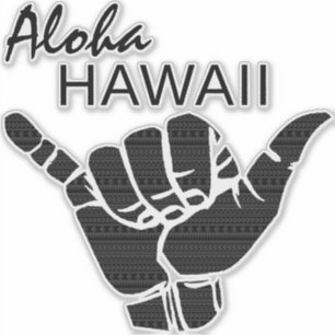 Sticker TRIBAL SHAKA (HANG LOOSE) - ALOHA HAWAII Blk