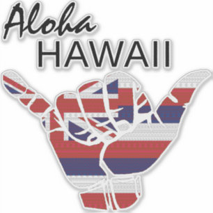 STICKER TRIBAL SHAKA (HANG LOOSE) ALOHA HAWAII HI FLAG LT