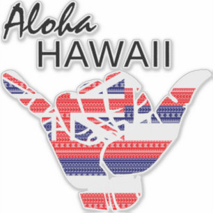 STICKER TRIBAL SHAKA (HANG LOOSE) ALOHA HAWAII HIFLAG TRBL