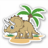 Sticker Tricératops Dans Un Climat Tropical. (Devant)