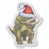 Sticker Tricératops mignons dans un chapeau de Santa (Devant)