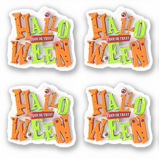 Sticker Trick ou traitement d'Halloween, effet blocs 3D, (Devant)
