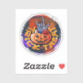 Sticker Trick ou traitement - Jack-o'-lanterne avec Rose r (Feuille)
