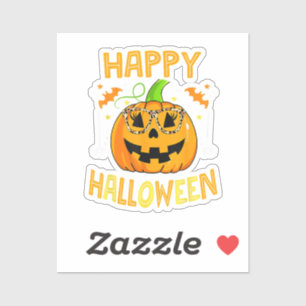 Sticker Trick Ou Traiter Halloween Drôle Citrouille Happy 