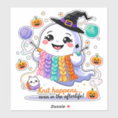 Sticker Tricot Fantôme Kawaii - Gif Halloween mign (Feuille)