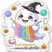 Sticker Tricot Fantôme Kawaii - Gif Halloween mign (Recto)