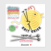 Sticker Tricot fils chiche tricot artisanat jeu d'autocoll (Feuille)