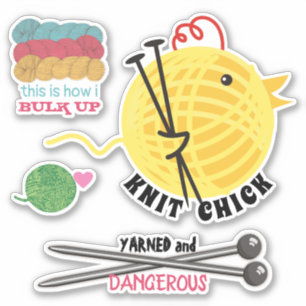 Sticker Tricot fils chiche tricot artisanat jeu d'autocoll