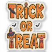 Sticker Tricoter ou traiter Halloween Amusants Design Éffr (Devant)
