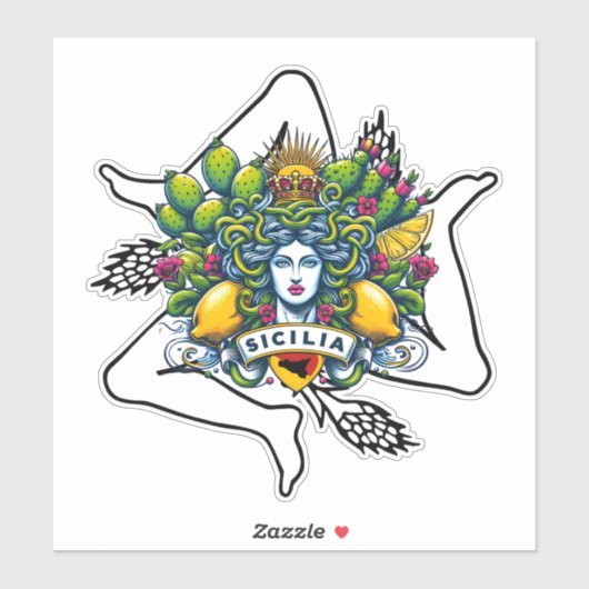 Sticker Trinacria sicilienne (Feuille)