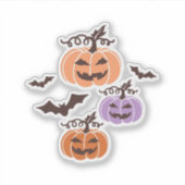 Sticker Trio Citrouille éffrayant Halloween Jack-o’Lantern (Devant)